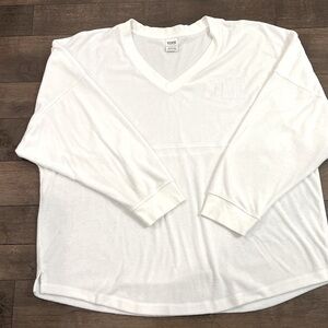 Pink 3x Terry cloth, white long sleeve plus size top